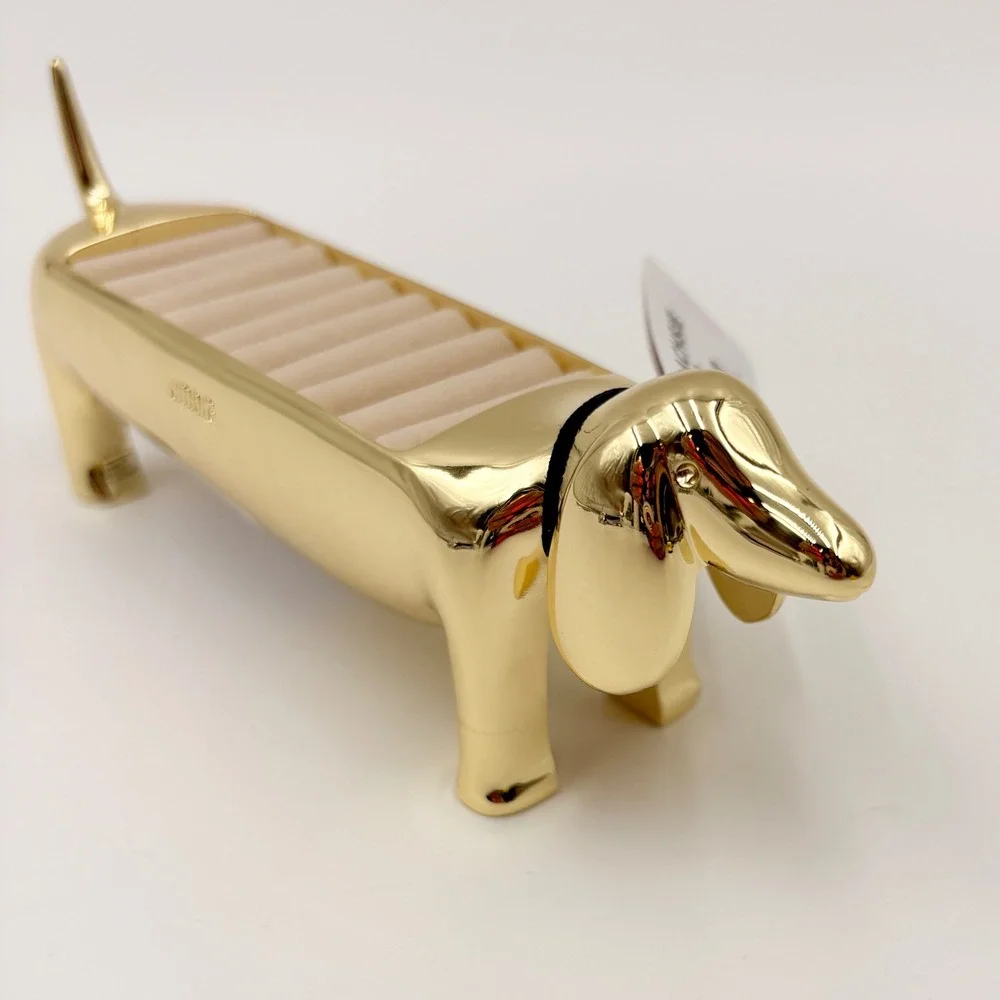 Umbra Dachsie Ring Holder Gold Metal Dachshund Dog Jewelry Organizer Tray NEW